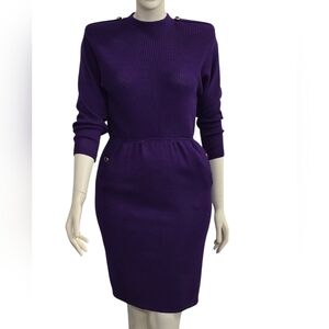 St. John Vintage Purple Santana Knit Dress 80s-90s Vintage